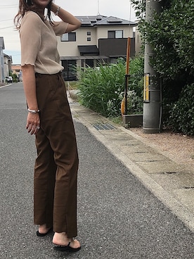 「Kastane（カスタネ）のレーヨンスラックスパンツ３（スラックス）」を使った、はなやさん（レディース・160cm）の夏コーディネート