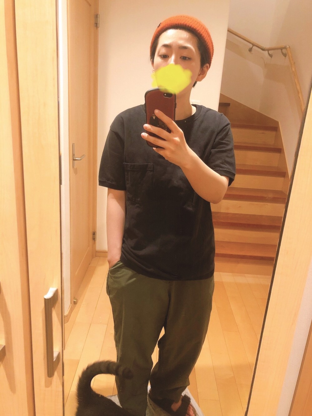 「Goodwear(Since1983)のアイテム（Tシャツ/カットソー、ブラック系）」を使った、ぽんすけさん（レディース・160cm）の夏コーディネートの1枚目の写真