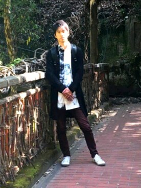 「semantic design（セマンティックデザイン）のアイテム（チノパンツ）」を使った、ゆうきさん（メンズ・184cm）の秋コーディネート