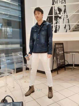 「semantic design（セマンティックデザイン）のアイテム（ブーツ）」を使った、ゆうきさん（メンズ・184cm）の秋コーディネート