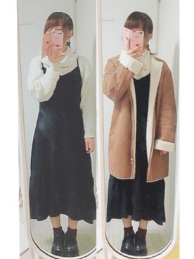 「URBAN RESEARCH（アーバンリサーチ）のアイテム（ムートンコート）」を使った、ss*さん（レディース・150cm）の冬コーディネート