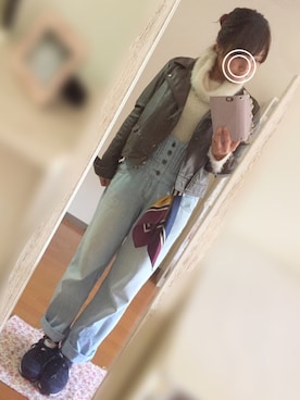 「AS KNOW AS PINKY（アズノゥアズピンキー）のアイテム（オールインワン・サロペット）」を使った、ｙｏｕさん（レディース・151cm）の冬コーディネート