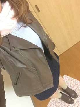 「ラベンダー」｜「アイテム（ライダースジャケット）」を使った、ｙｏｕさん（レディース・151cm）の秋コーディネート