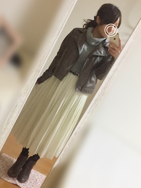 「Te chichi TERRASSE（テチチテラス）のアイテム（ライダースジャケット）」を使った、ｙｏｕさん（レディース・151cm）の春コーディネート