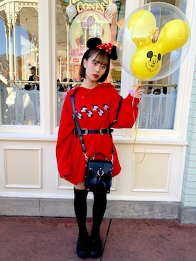 「101匹わんちゃん」｜「アイテム（スウェット）」を使った、えだまるるるさん（レディース・157cm）の冬コーディネート