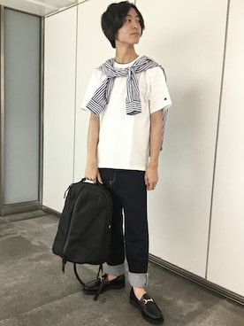 「SHIPS any（シップス エニィ）のアイテム（ローファー）」を使った、東松さん（メンズ・168cm）の春コーディネート