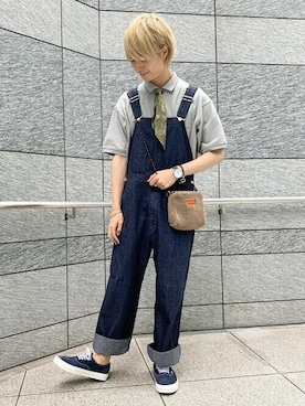 「爽やかコーデ」｜「アイテム（オールインワン・サロペット）」を使った、東松さん（メンズ・168cm）の秋コーディネート