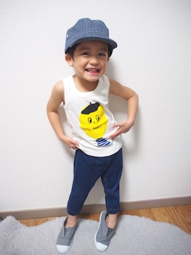 「bobochoses」｜「アイテム（ハンチング/ベレー帽）」を使った、towapiさん（キッズ・100cm）の春コーディネート