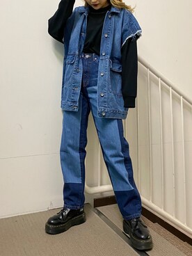 JEANASIS町田ルミネ店｜ミサ(JEANASiS)使用「JEANASIS（デニムビックベスト/897916）」的時尚穿搭