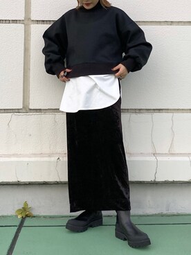 JEANASIS町田ルミネ店｜ミサ(JEANASiS)使用「JEANASIS（ダンボールモックネックショートプルオーバー/924748）」的時尚穿搭