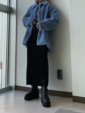 「ベロアスカート」｜「アイテム（その他）」を使った、ミサ(JEANASiS)さん（レディース・155cm）の冬コーディネート