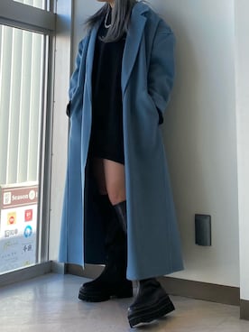 「水色」｜「アイテム（その他アウター）」を使った、ミサ(JEANASiS)さん（レディース・155cm）の冬コーディネート