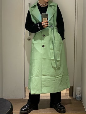 「JEANASIS（ジーナシス）のアイテム（トレンチコート）」を使った、ミサ(JEANASiS)さん（レディース・155cm）の冬コーディネート