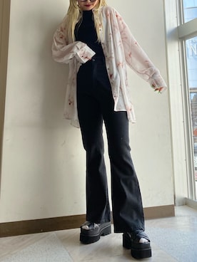 「ジーナシス」｜「アイテム（タンクトップ）」を使った、ミサ(JEANASiS)さん（レディース・155cm）の春コーディネート