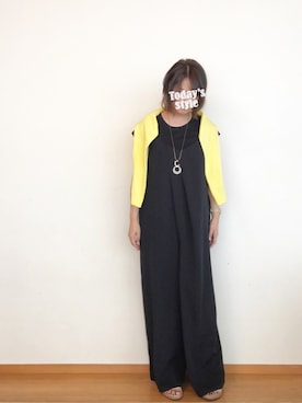 「UNIQLO（ユニクロ）のスーピマコットンリブクルーネックT（半袖）（Tシャツ/カットソー）」を使った、ツナチョコさん（レディース・157cm）の夏コーディネート