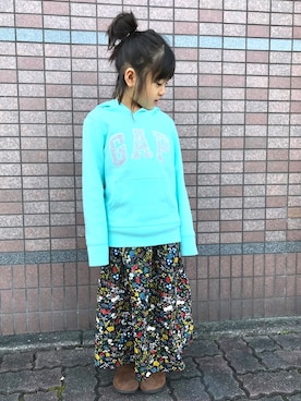「BIG FIELD（ビッグフィールド）のアイテム（スカート）」を使った、Mah928さん（キッズ・120cm）の冬コーディネート
