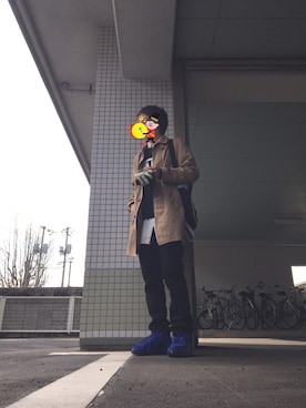 「アイテム（ステンカラーコート）」を使った、かずやさん（メンズ・170cm・10代）の冬コーディネート