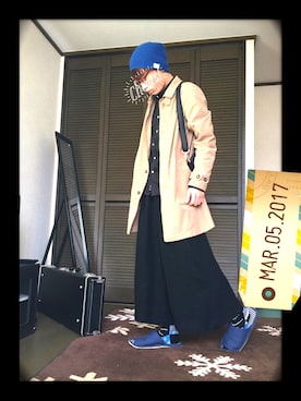 「アイテム（ステンカラーコート）」を使った、かずやさん（メンズ・170cm・10代）の春コーディネート