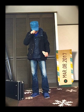 「NANO universe（ナノユニバース）のアイテム（マウンテンパーカー）」を使った、かずやさん（メンズ・170cm）の春コーディネート