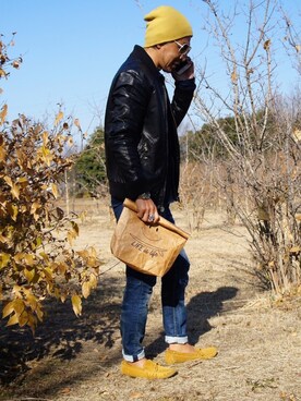 「SCOTCH & SODA（スコッチ アンド ソーダ）のアイテム（ライダースジャケット）」を使った、☆hiro☆さん（メンズ・174cm）の冬コーディネート