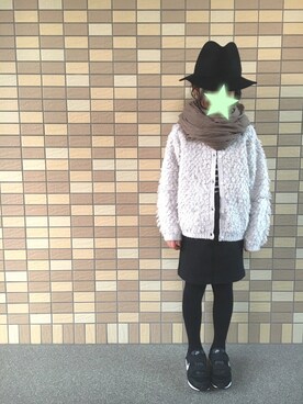 「アイテム（タイツ/ストッキング、ブラック系）」を使った、y&y(*˘︶˘*).｡.:*♡さん（キッズ・90cm）の冬コーディネート