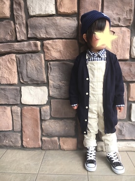 「GLOBAL WORK（グローバルワーク）のアイテム（オールインワン・サロペット）」を使った、y&y(*˘︶˘*).｡.:*♡さん（キッズ・90cm）の冬コーディネート