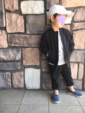 「アイテム（スリッポン、ブルー系）」を使った、y&y(*˘︶˘*).｡.:*♡さん（キッズ・90cm）の春コーディネート