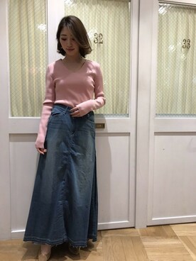 「woadblue（ウォードブルー）のアイテム（スカート）」を使った、OUVRAGE CLASSEさん（レディース・158cm）の冬コーディネート