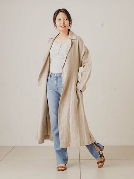 「woadblue（ウォードブルー）のアイテム（パンツ）」を使った、OUVRAGE CLASSEさん（レディース・158cm）の春コーディネート