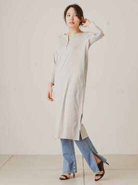 「woadblue（ウォードブルー）のアイテム（パンツ）」を使った、OUVRAGE CLASSEさん（レディース・158cm）の春コーディネート