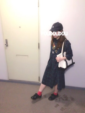 「ブラックウォッチ」｜「アイテム（キャップ）」を使った、りなぴ。＊さん（レディース・154cm）の秋コーディネート