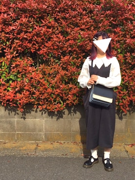 「POU DOU DOU（プードゥドゥ）のアイテム（ジャンパースカート）」を使った、りなぴ。＊さん（レディース・154cm）の春コーディネート