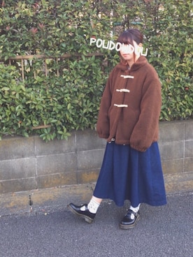 「POU DOU DOU（プードゥドゥ）のアイテム（ジャンパースカート）」を使った、りなぴ。＊さん（レディース・154cm）の冬コーディネート