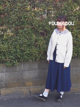 「POU DOU DOU（プードゥドゥ）のアイテム（ジャンパースカート）」を使った、りなぴ。＊さん（レディース・154cm）の冬コーディネート