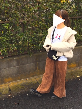 「POU DOU DOU（プードゥドゥ）のアイテム（ダウンジャケット/コート）」を使った、りなぴ。＊さん（レディース・154cm）の冬コーディネート