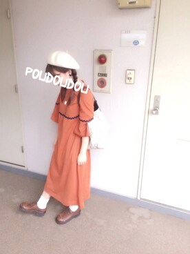 「POU DOU DOU（プードゥドゥ）のアイテム（アクセサリー）」を使った、りなぴ。＊さん（レディース・154cm）の秋コーディネート