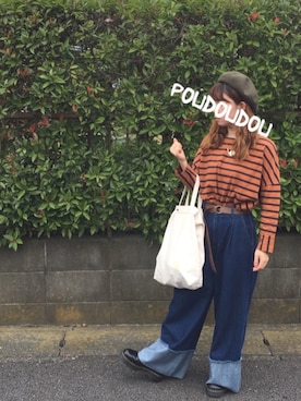 「POU DOU DOU（プードゥドゥ）のアイテム（アクセサリー）」を使った、りなぴ。＊さん（レディース・154cm）の秋コーディネート