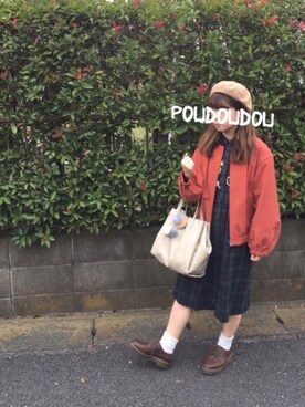 「POU DOU DOU（プードゥドゥ）のアイテム（アクセサリー）」を使った、りなぴ。＊さん（レディース・154cm）の秋コーディネート