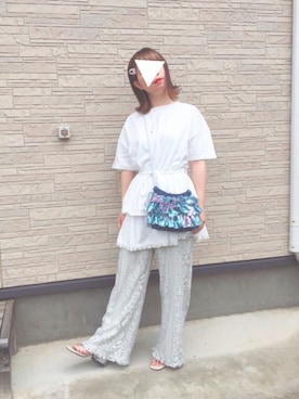 「POU DOU DOU（プードゥドゥ）のアイテム（アクセサリー）」を使った、りなぴ。＊さん（レディース・154cm）の夏コーディネート