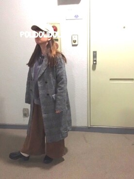 「POU DOU DOU（プードゥドゥ）のアイテム（チェスターコート）」を使った、りなぴ。＊さん（レディース・154cm）の冬コーディネート