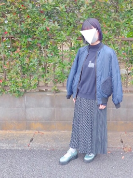 「POU DOU DOU（プードゥドゥ）のアイテム（MA-1）」を使った、りなぴ。＊さん（レディース・154cm）の秋コーディネート