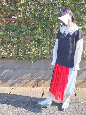 「POU DOU DOU（プードゥドゥ）のアイテム（アクセサリー）」を使った、りなぴ。＊さん（レディース・154cm）の秋コーディネート