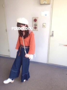 「POU DOU DOU（プードゥドゥ）のアイテム（アクセサリー）」を使った、りなぴ。＊さん（レディース・154cm）の秋コーディネート