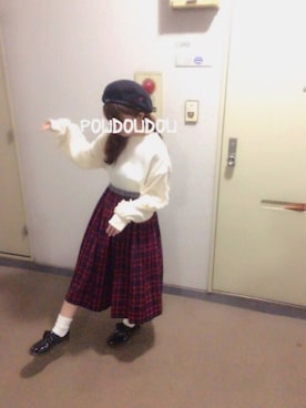 「POU DOU DOU（プードゥドゥ）のアイテム（ライダースジャケット）」を使った、りなぴ。＊さん（レディース・154cm）の秋コーディネート