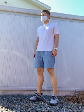 「ラコステ」｜「アイテム（アナログ腕時計）」を使った、なんかこらさん（メンズ・182cm）の夏コーディネート