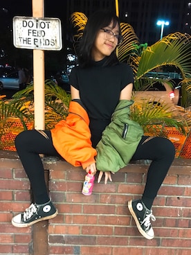 「JK」｜「アイテム（MA-1）」を使った、thotshuaさん（レディース・163cm）の春コーディネート