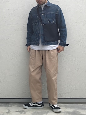 「BLUE BLUE（ブルーブルー）のアイテム（バッグ）」を使った、バヤシさん（メンズ・174cm）の冬コーディネート
