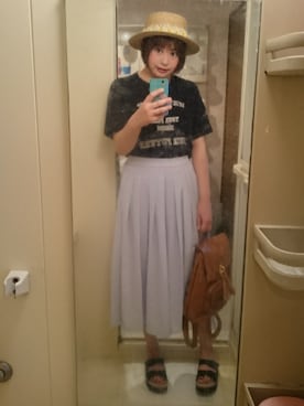 「ベルトサンダル」｜「アイテム（その他）」を使った、えっつんさん（レディース・158cm）の夏コーディネート