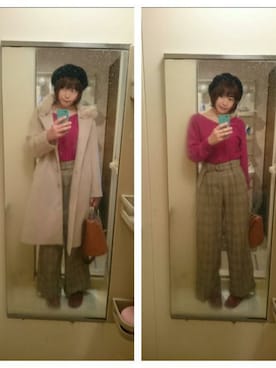 「MERCURYDUO（マーキュリーデュオ）のアイテム（ハンチング/ベレー帽）」を使った、えっつんさん（レディース・158cm）の冬コーディネート