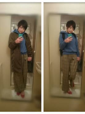 「グレンチェック」｜「アイテム（MA-1）」を使った、えっつんさん（レディース・158cm）の冬コーディネート